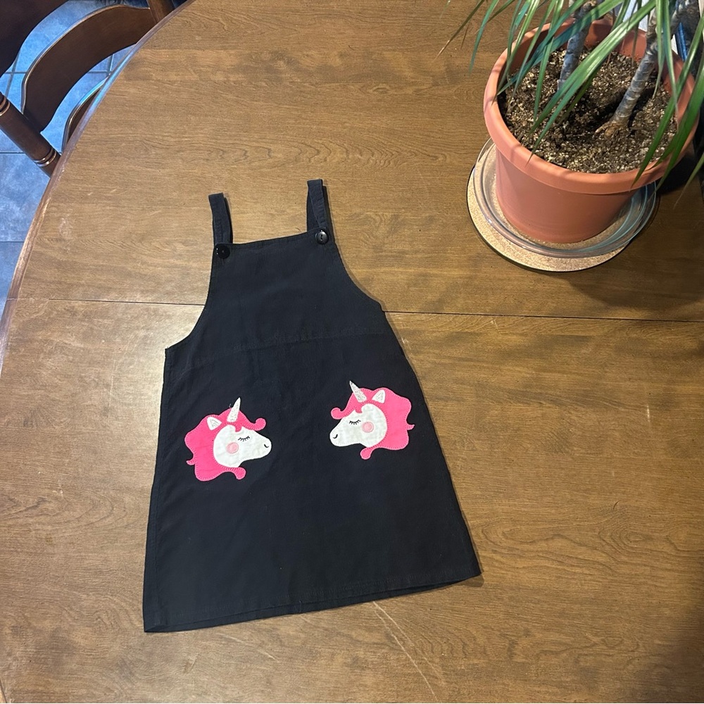 Black Jumper with Embroidered Pink Unicorns